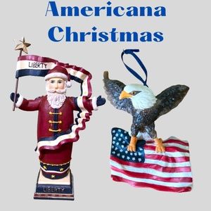 Americanna Liberty Santa Claus & Eagle Christmas Tree Ornament